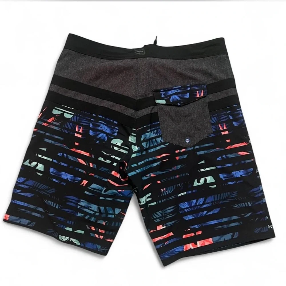 Burnside Black and Floral Boardshorts Caribbean Sea Size 38
